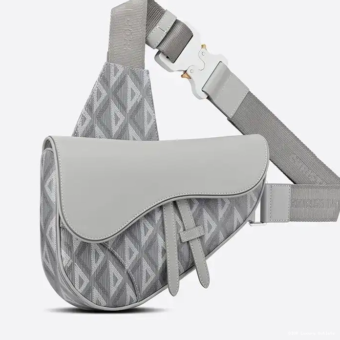 Cheap Canvas Saddle CD Dior Motif Grey Diamond Crossbody 0328 Luxury